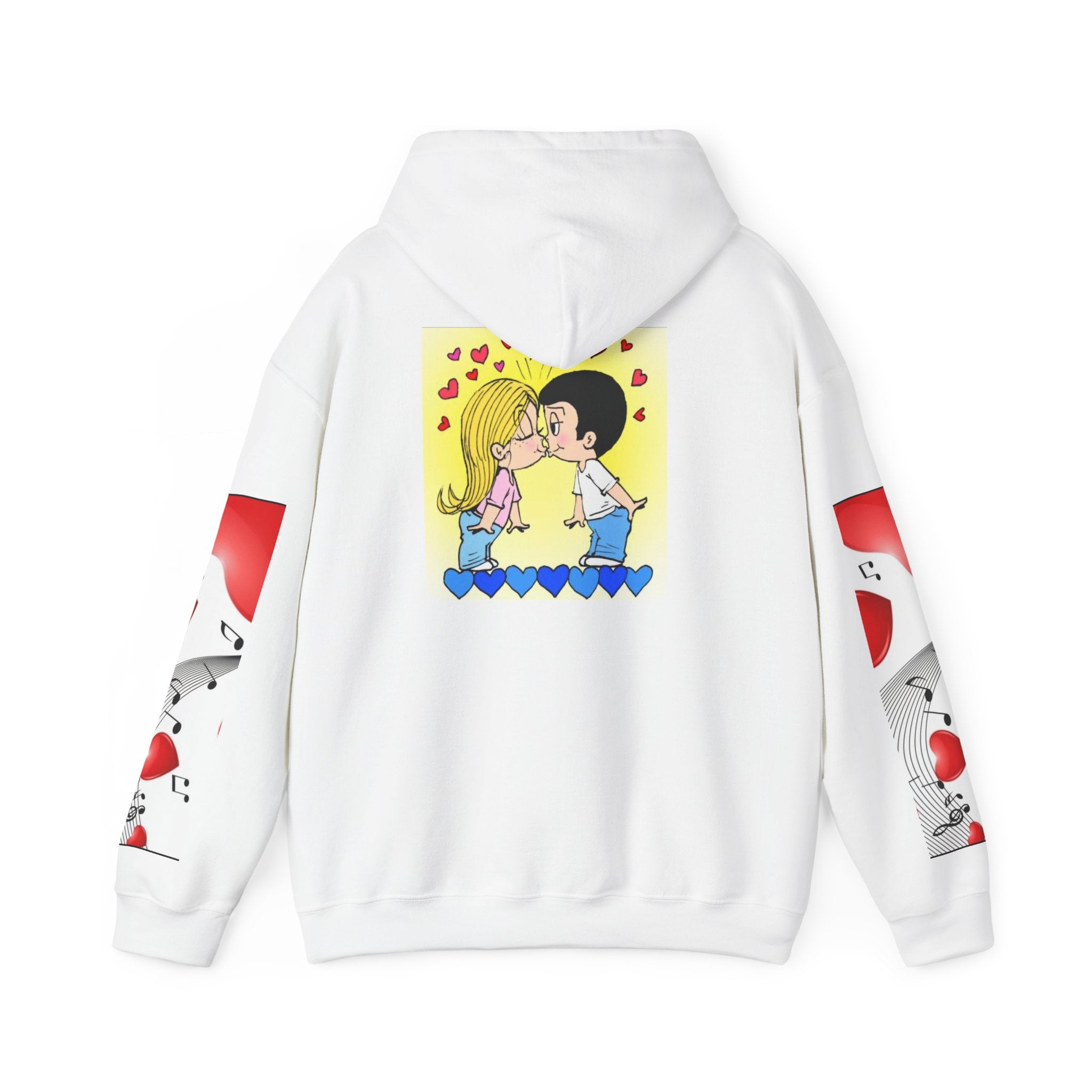 HOODIE LOVE IS... Kissing Kids Retro Cute Hoodie – Cute Couple Cartoon Valentine Sweatshirt