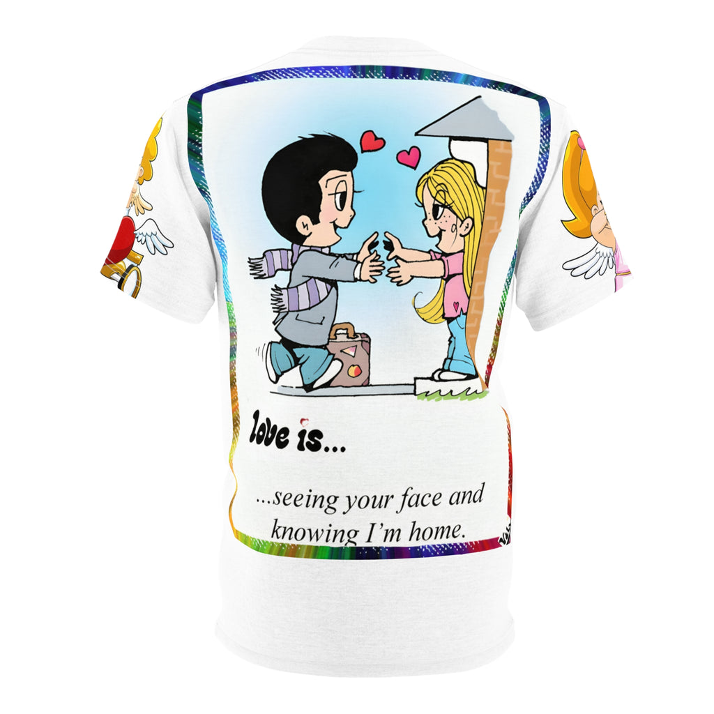 愛とは… 漫画カップルTシャツ — 「愛とは…時には感情の混乱」キュートなカップルグラフィックTシャツ