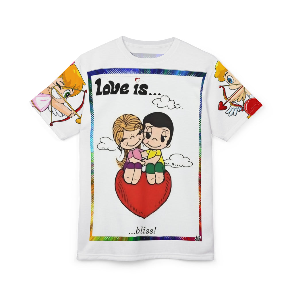 💎 Love Is... Bliss Heart Cartoon Tee — Valentine's Day Couples Shirt 💎