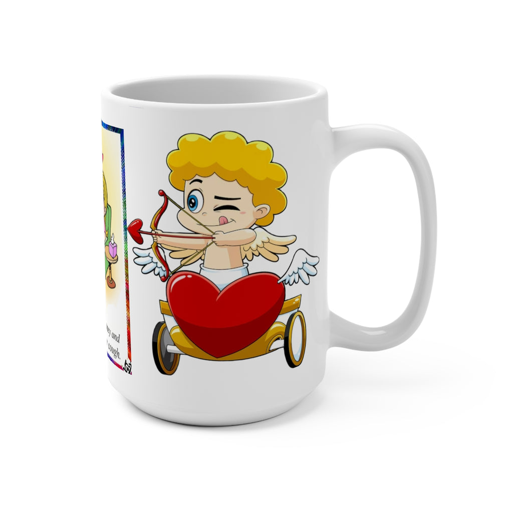 Love Is... 15oz Ceramic Mug — Cute Cupid & Caring Couple Valentine's Coffee Cup