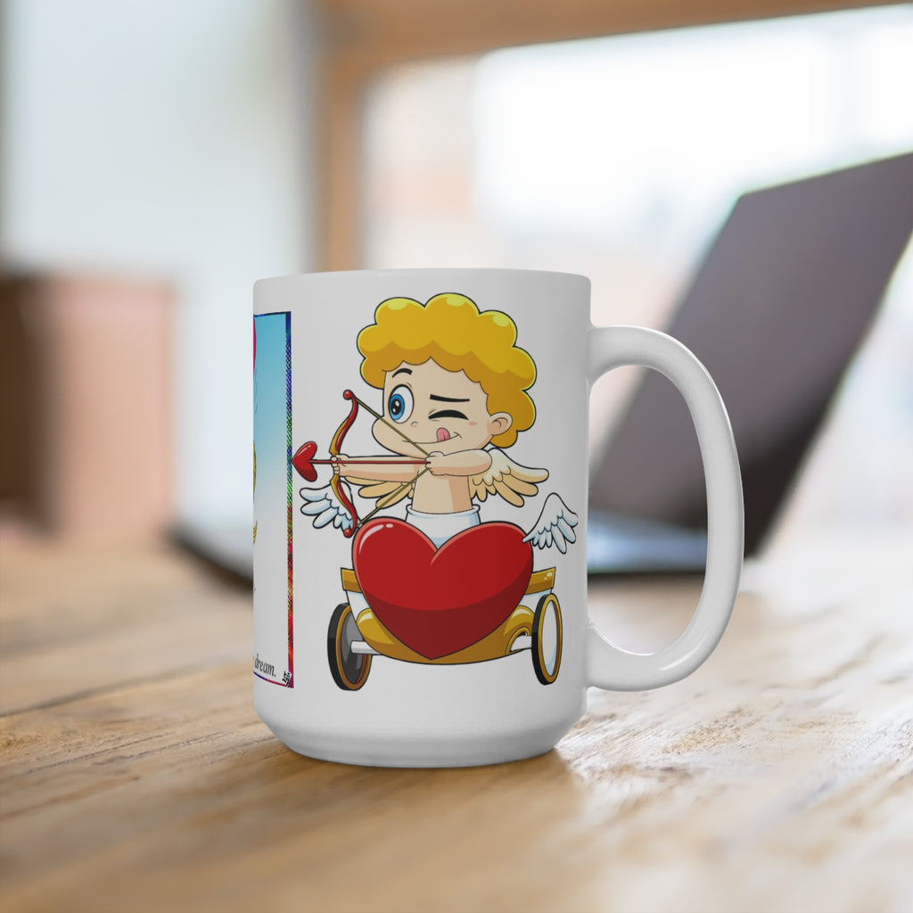 Love Is... 15oz Valentine’s Day Mug — Cute Cupid Couple Ceramic Coffee Cup