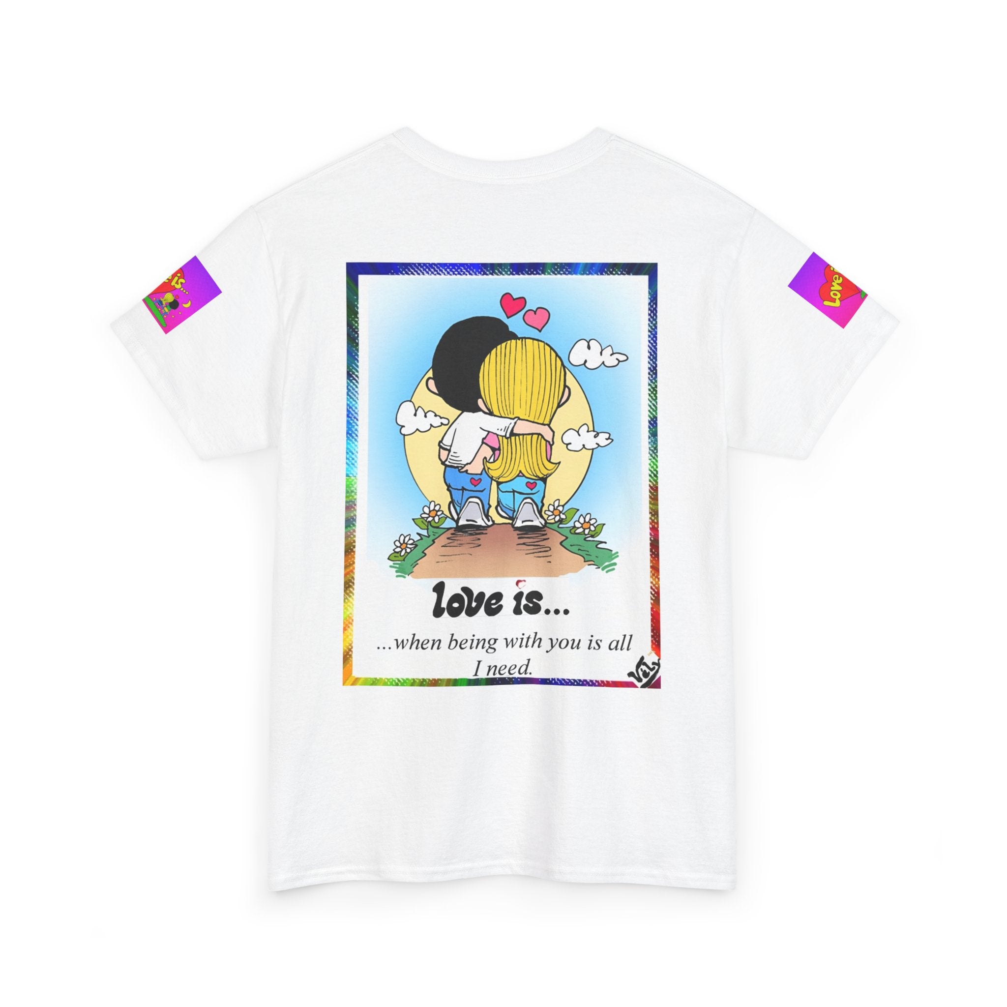 Love Is... Sailboat & Couple Graphic Tee — Cute Romantic Vintage Cartoon T-Shirt