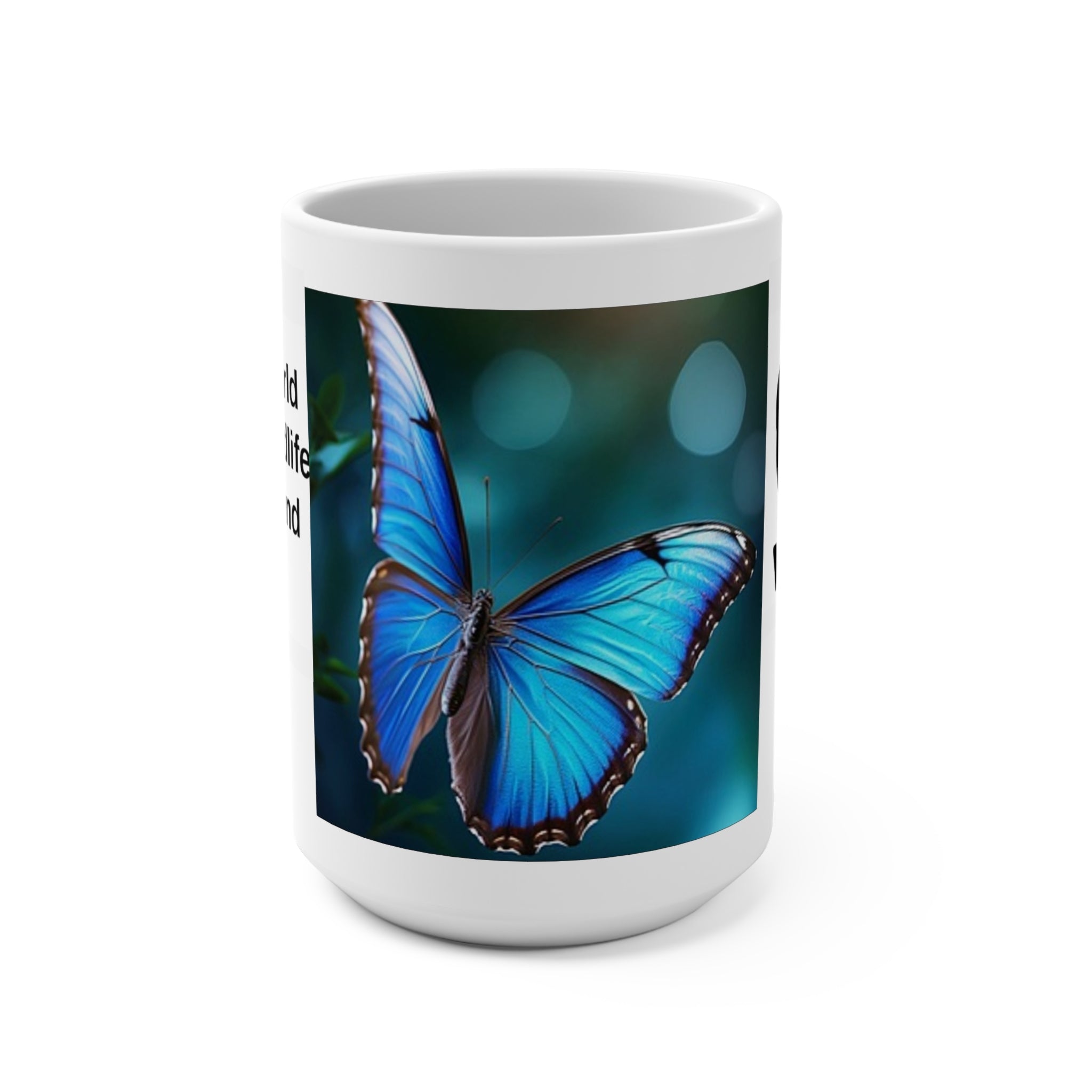 MUG NATURE WWF Blue Butterfly Conservation Mug — 15oz Ceramic Coffee Cup