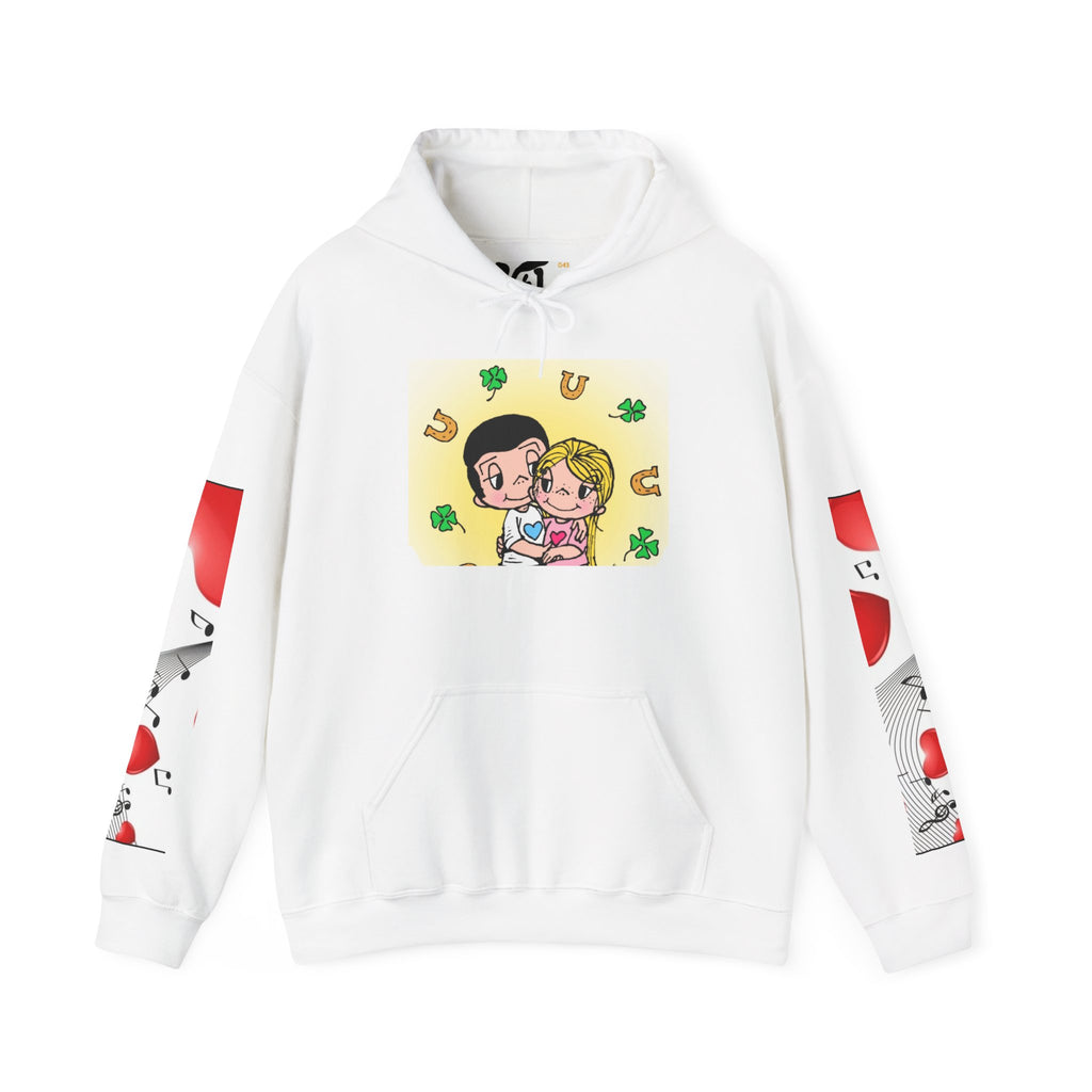 HOODIE LOVE IS...Cute Lucky Couple Hoodie — Cartoon Romance St. Patrick’s Sweatshirt