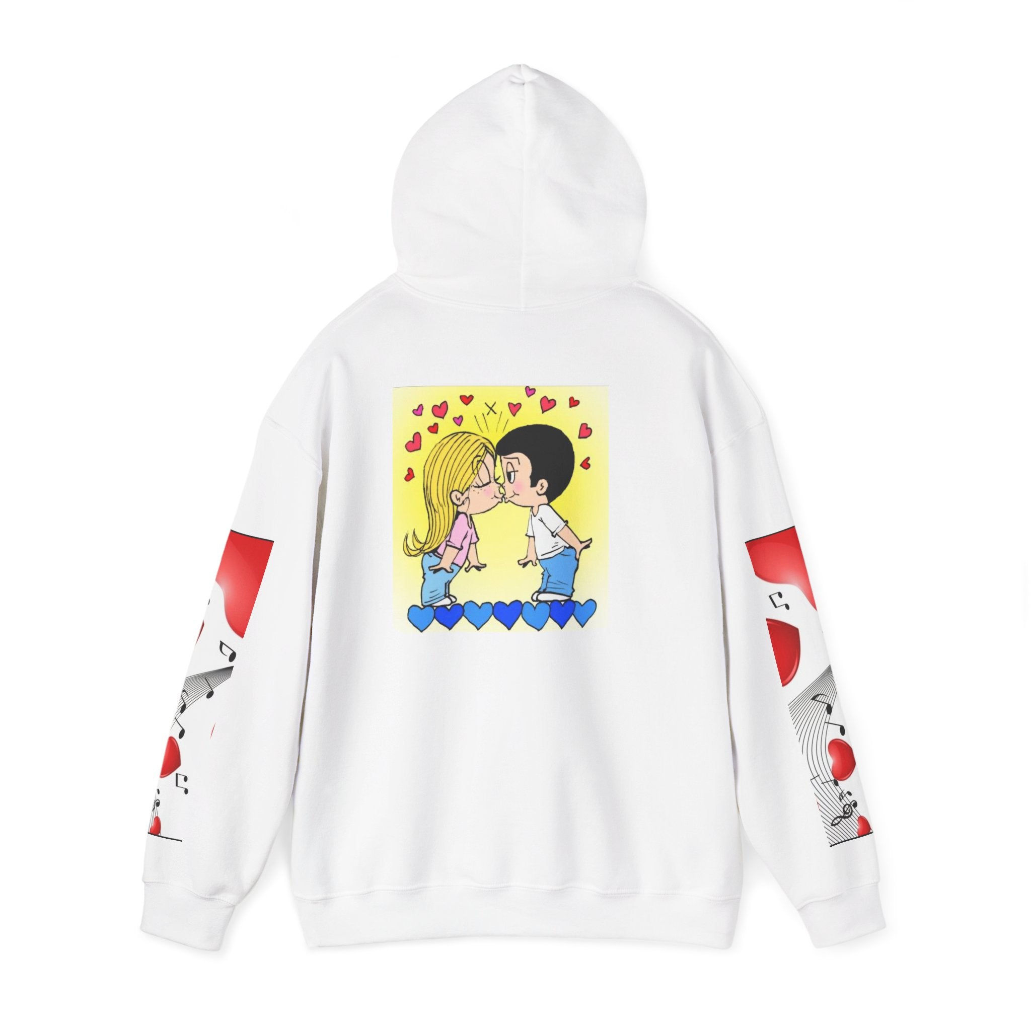 HOODIE LOVE IS... Kissing Kids Retro Cute Hoodie – Cute Couple Cartoon Valentine Sweatshirt