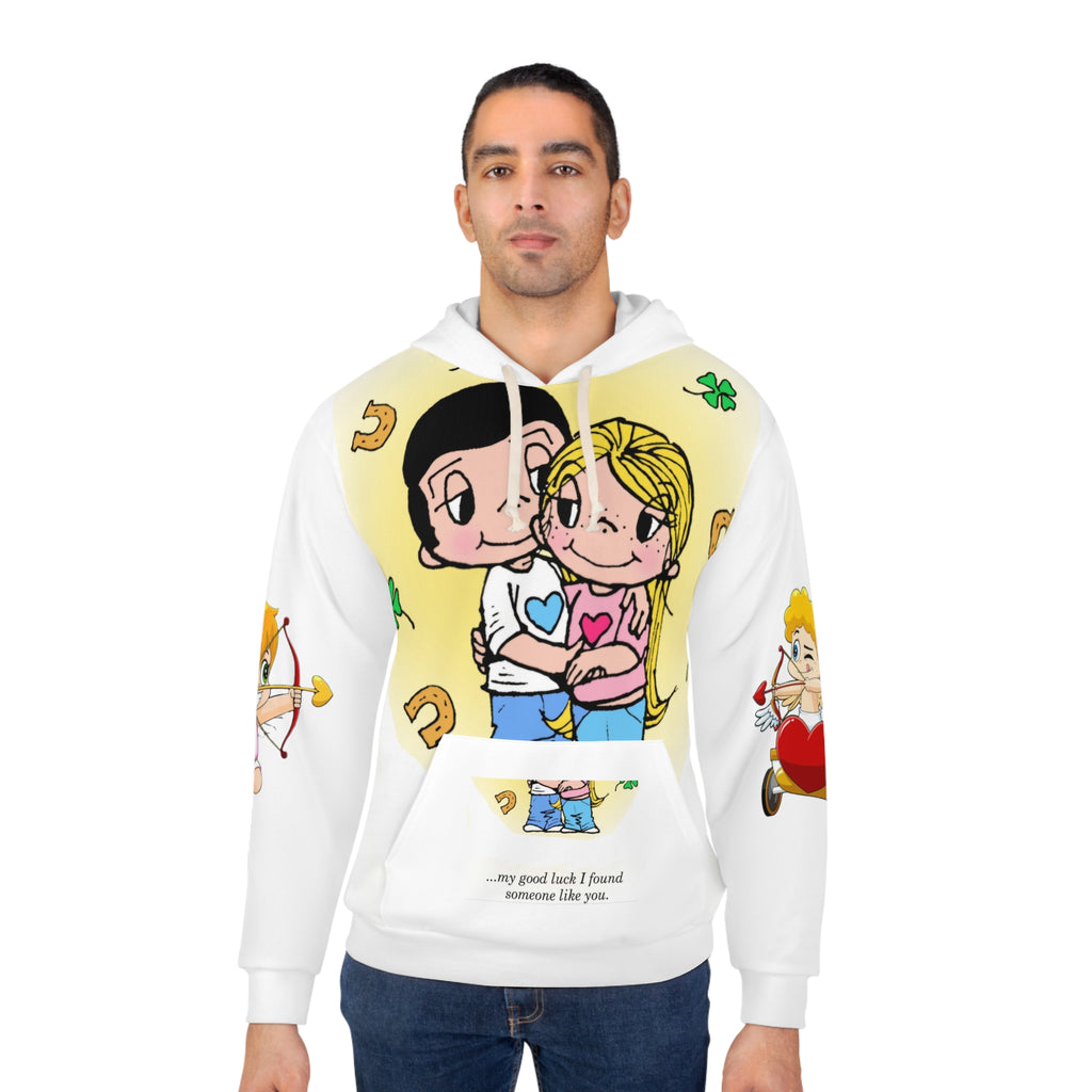 Hoodie collection - LOVE IS...- Lucky Couple Hoodie — “...my good luck I found someone like you.” Romantic Cartoon Pullover