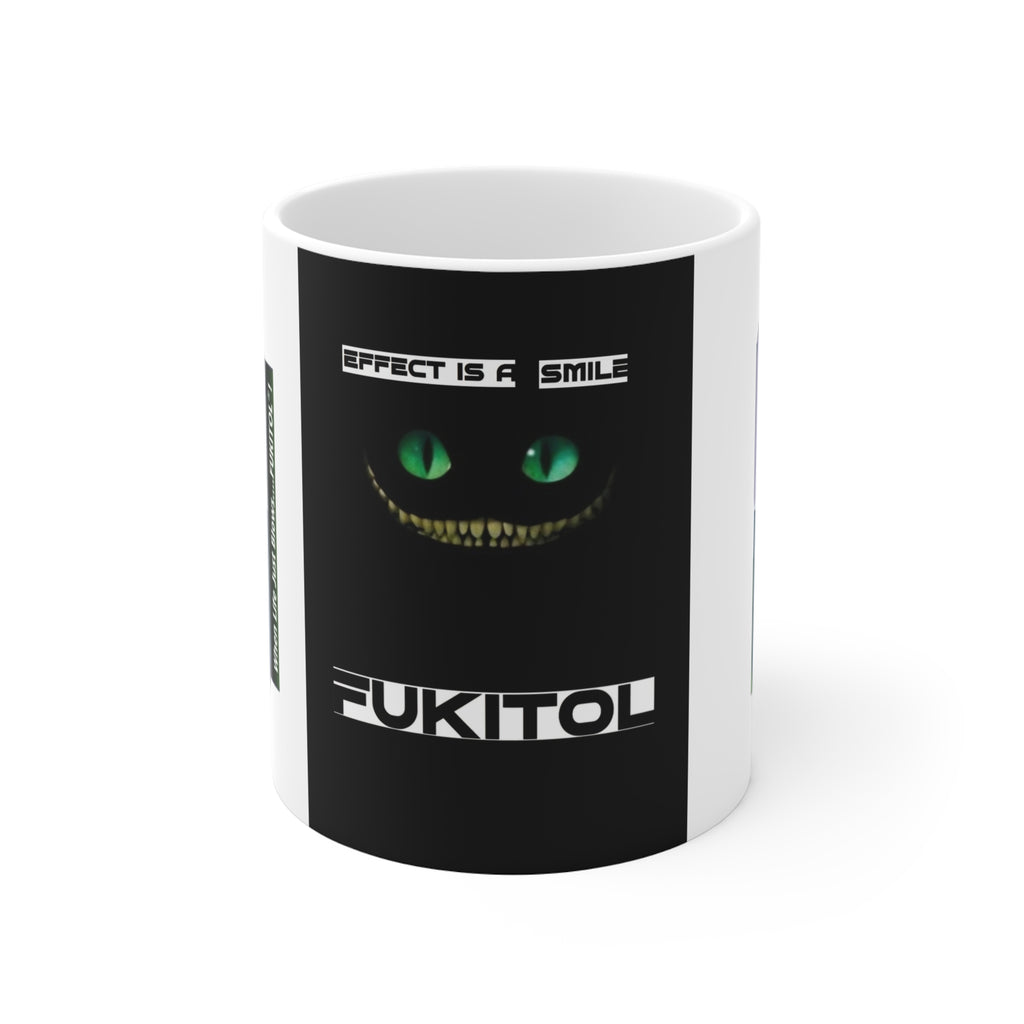 FUKITOL Pill Mug – Novelty 11oz Coffee Cup with Cheshire Smile Design