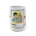 Love Is... 15oz Ceramic Mug — Cute Cupid & Caring Couple Valentine's Coffee Cup
