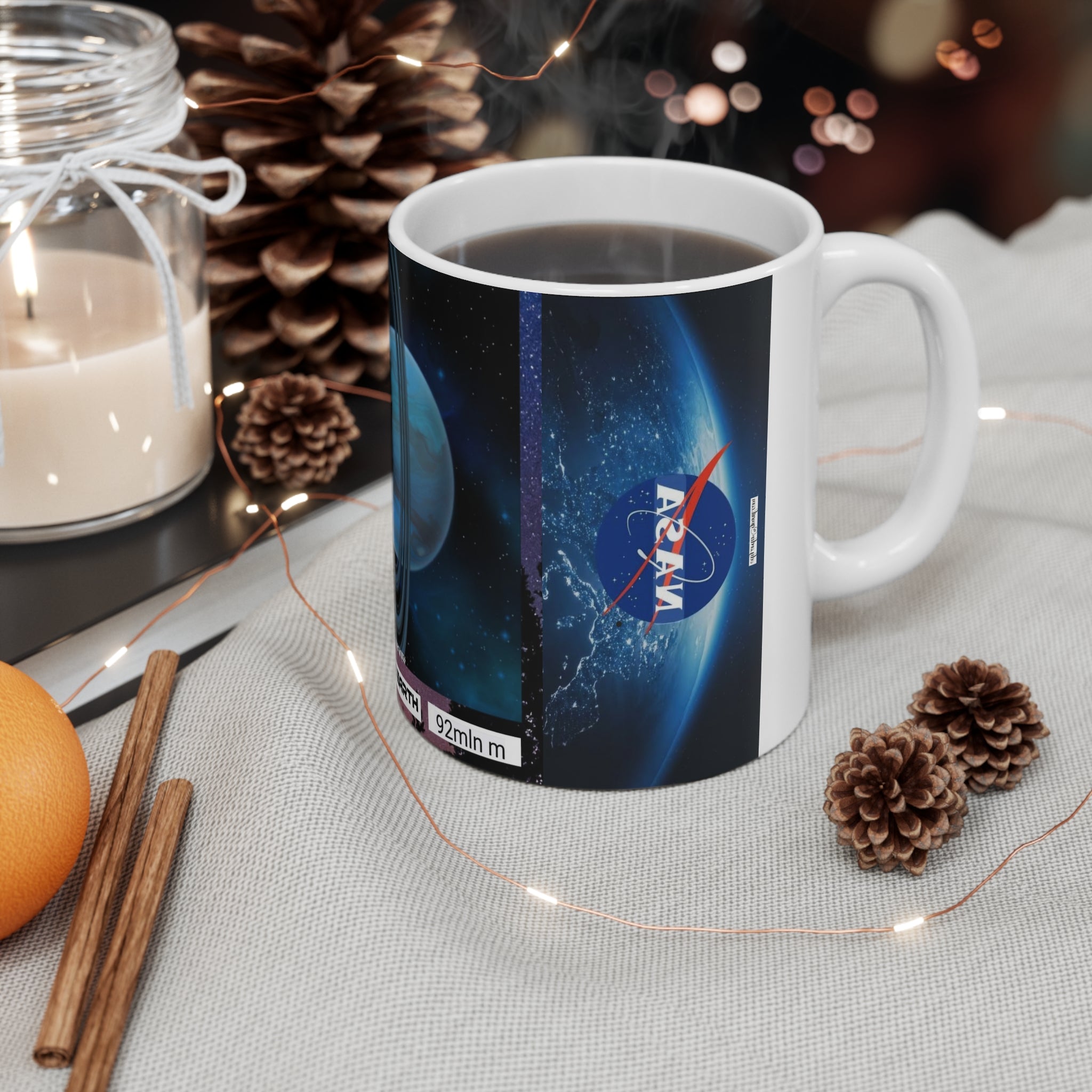 NASA Space Planet Mug – Blue Saturn Illustration 11oz