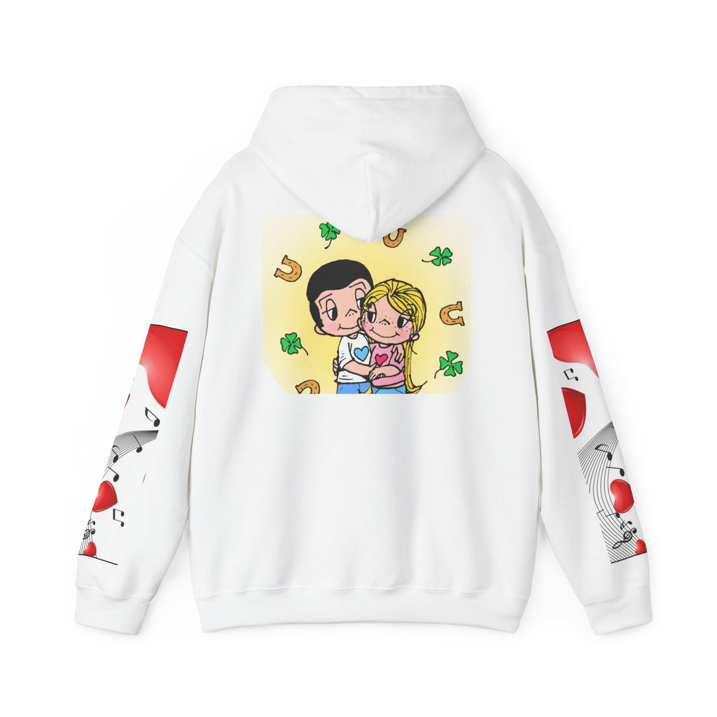 HOODIE LOVE IS...Cute Lucky Couple Hoodie — Cartoon Romance St. Patrick’s Sweatshirt