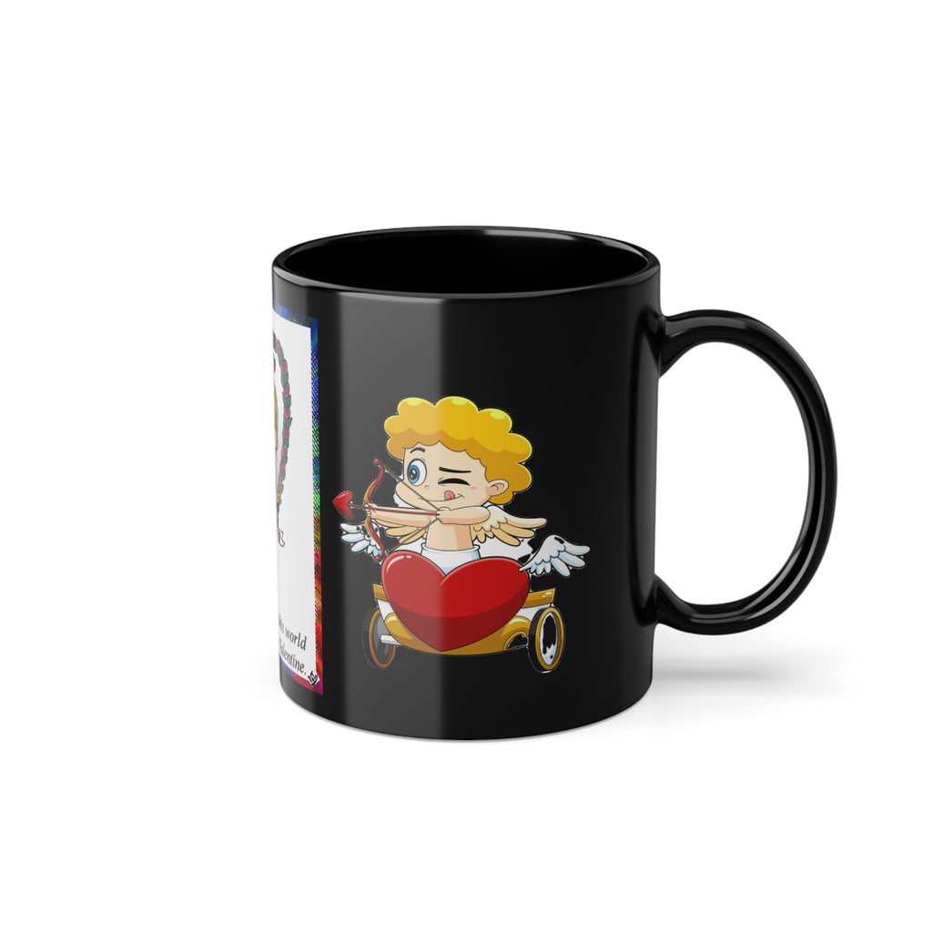 CUP -LOVE IS... -Valentine "Love Is..." Black Coffee Mug — 11oz Romantic Couples Gift