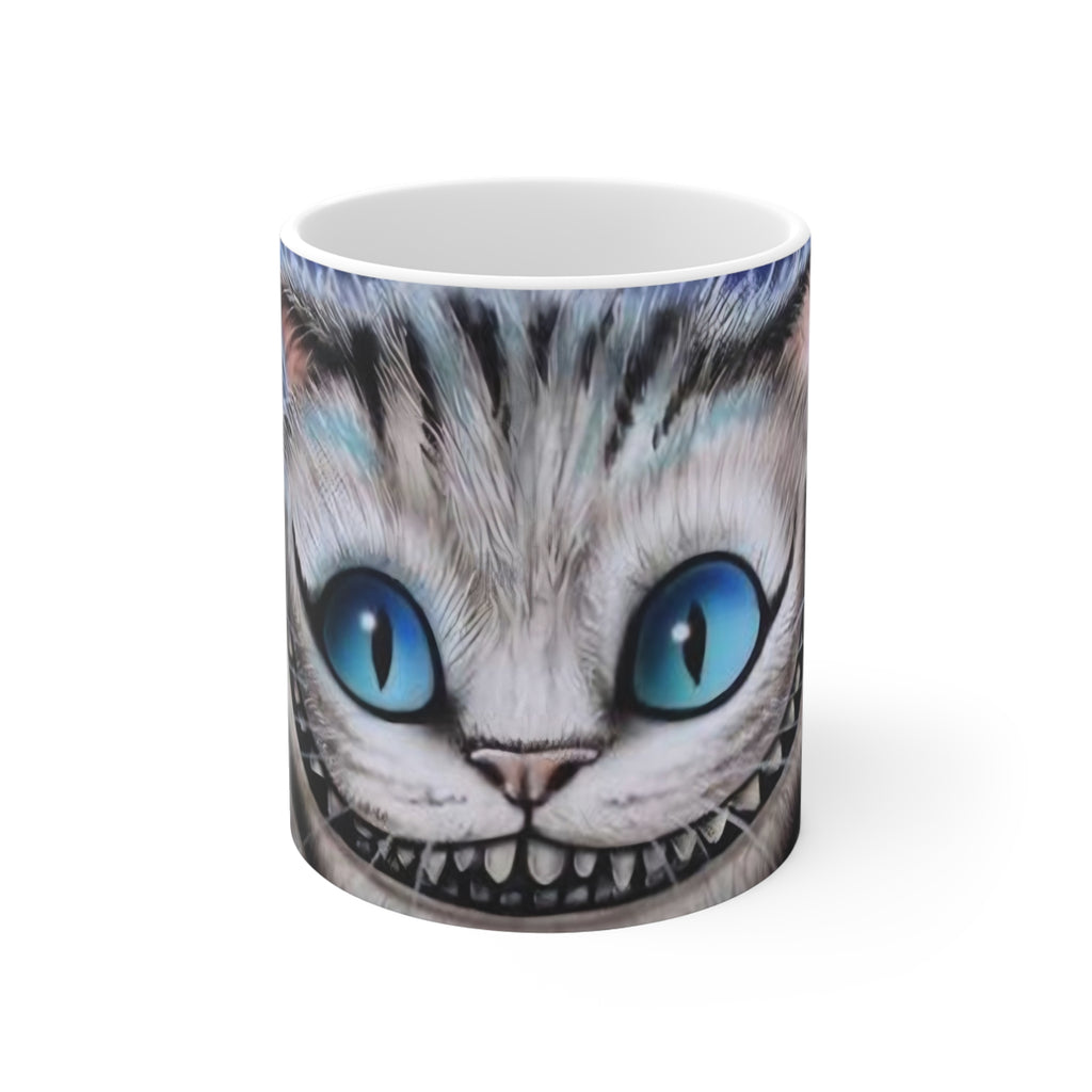 MUG FUKITOL    Cheshire Cat Blue Eyes Coffee Mug — Whimsical Alice-Inspired 11oz Ceramic