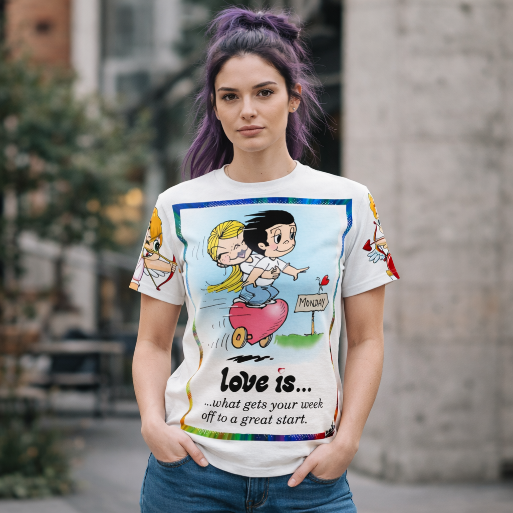 💎 Love Is... Tee — "What Gets Your Week Off to a Great Start" Romantic Graphic Shirt 💎