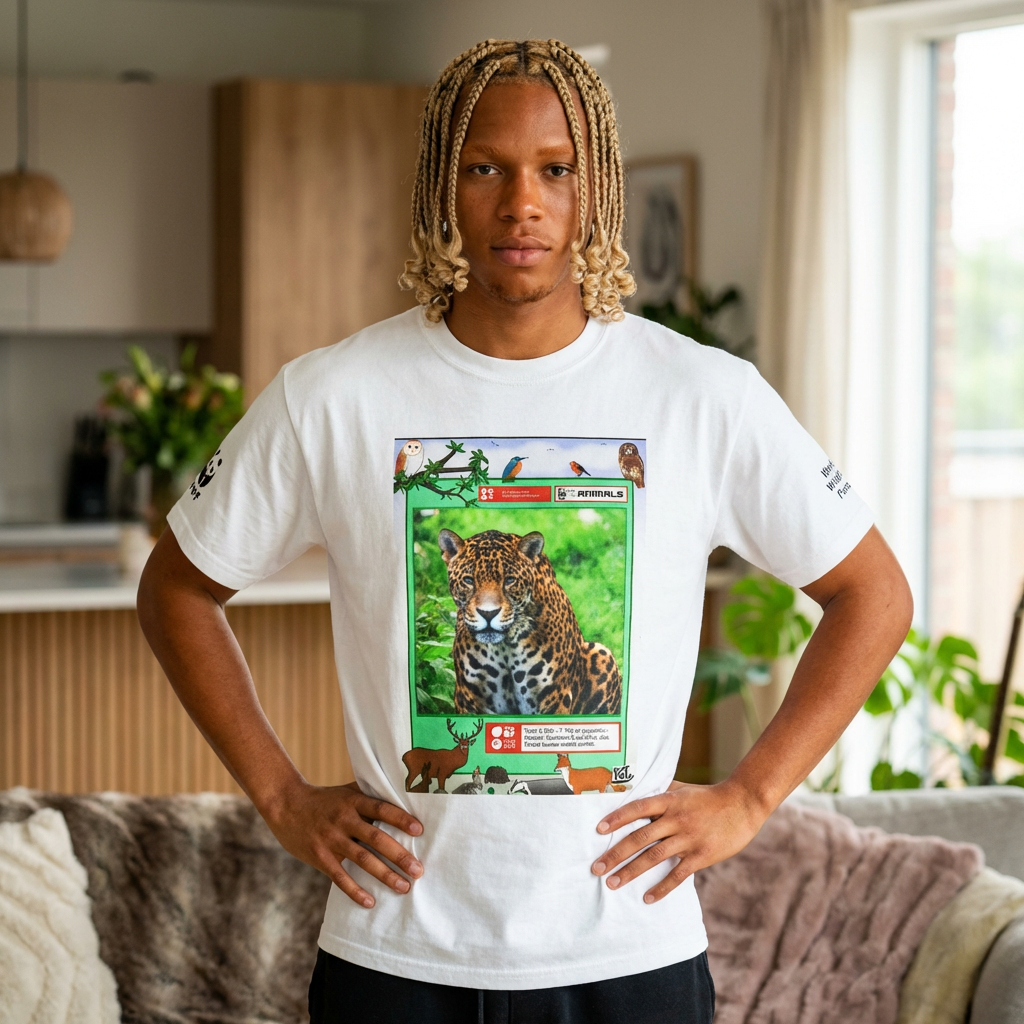 ジャガー トレーディングカード Tシャツ — ヴィンテージ ワイルドライフ グラフィック Tシャツ