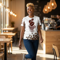 Coffee House All-Over Print Tee — Coffee Beans & Cup Graphic
