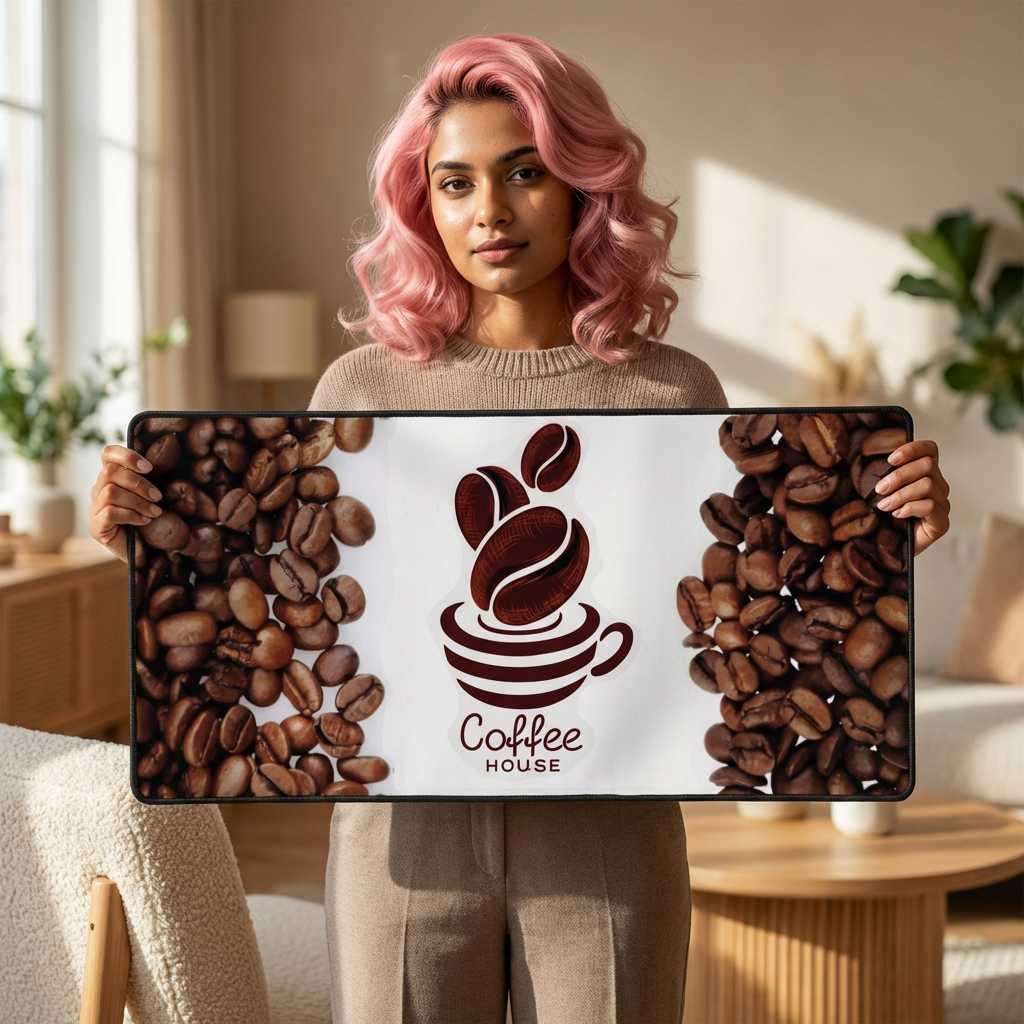Corporate Logo Desk Mat — Branded Coffee Shop Mouse Pad
