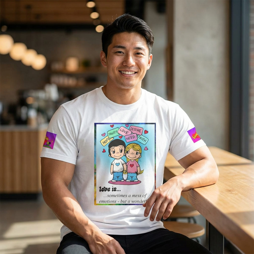 💎 LOVE IS... Cartoon Couple T-Shirt — Cute Romantic Graphic Tee 💎