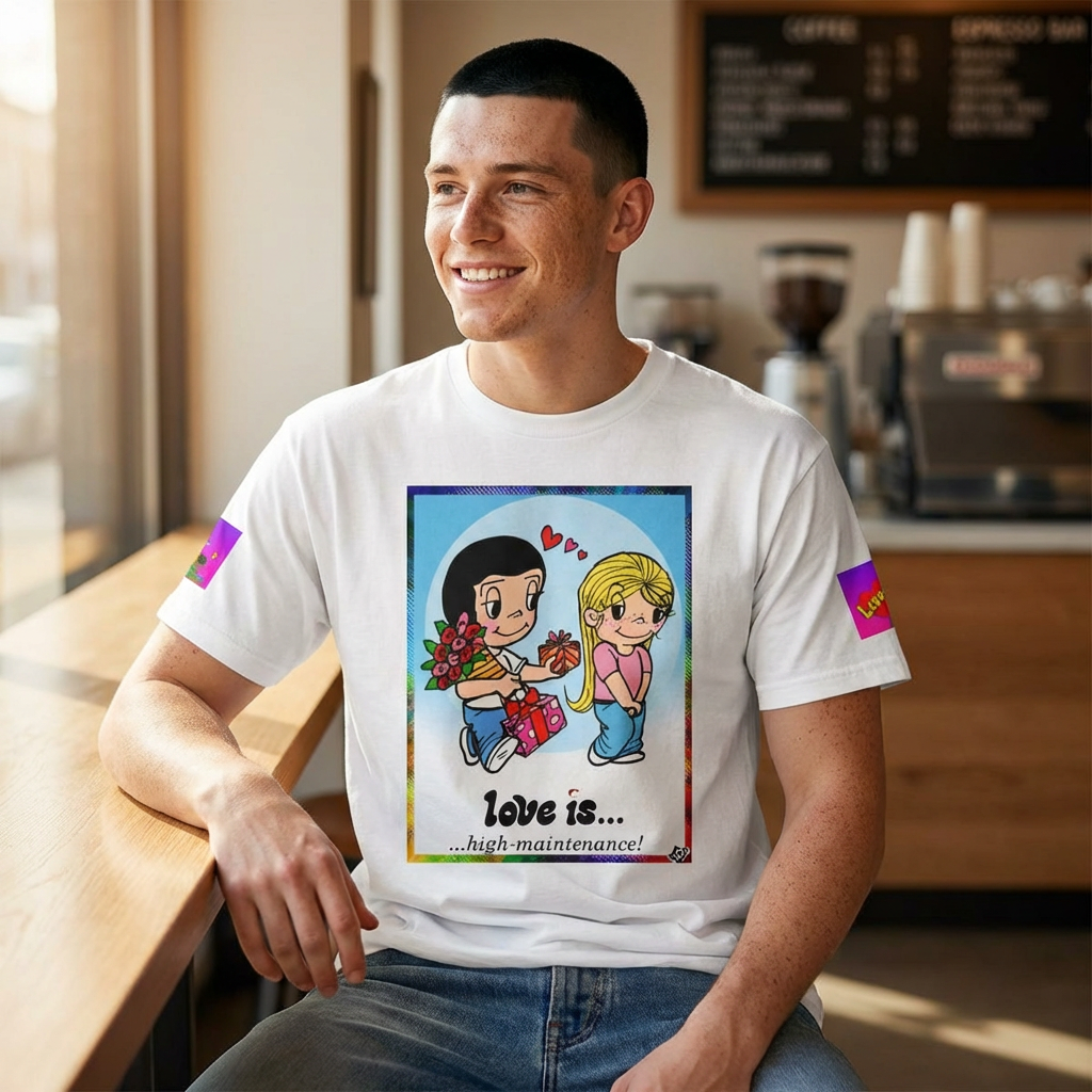 T shirt LOVE IS... Vintage Cartoon Valentine's T‑Shirt