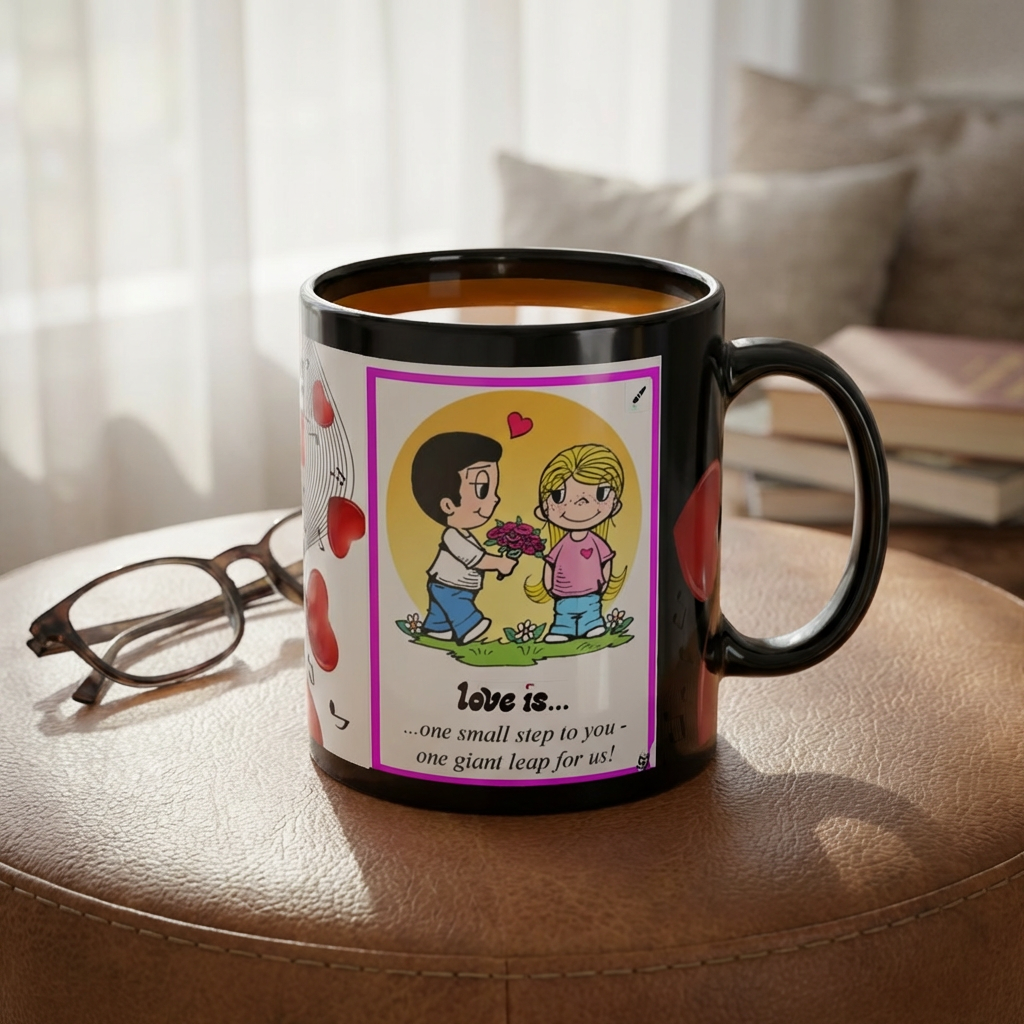 CUP - LOVE IS - Series Black Coffee Mug — 11oz Gift for Family & Friends