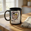 CUP -LOVE IS... -Valentine "Love Is..." Black Coffee Mug — 11oz Romantic Couples Gift