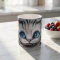 MUG FUKITOL    Cheshire Cat Blue Eyes Coffee Mug — Whimsical Alice-Inspired 11oz Ceramic