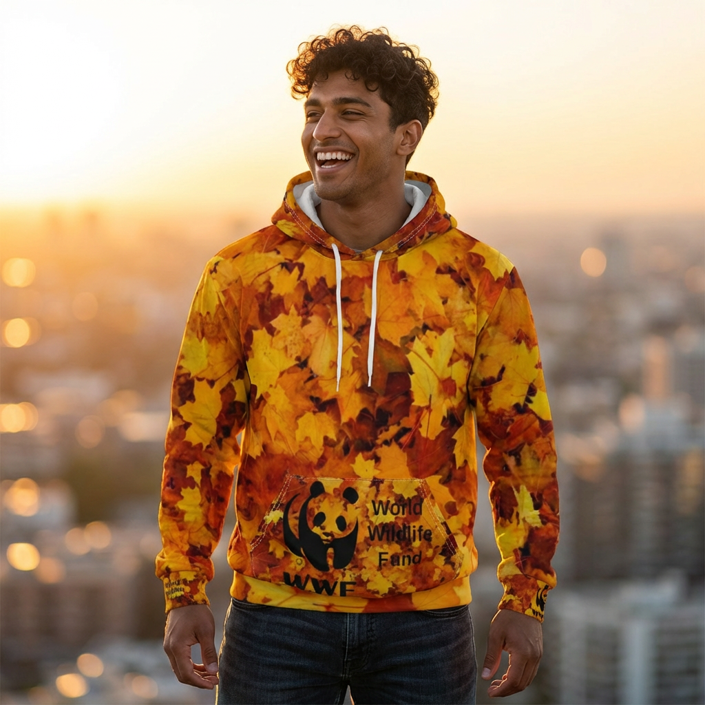 HOODIE COOL NATURE  Autumn Leaves Wildlife Hoodie with Bird Field Guide Print