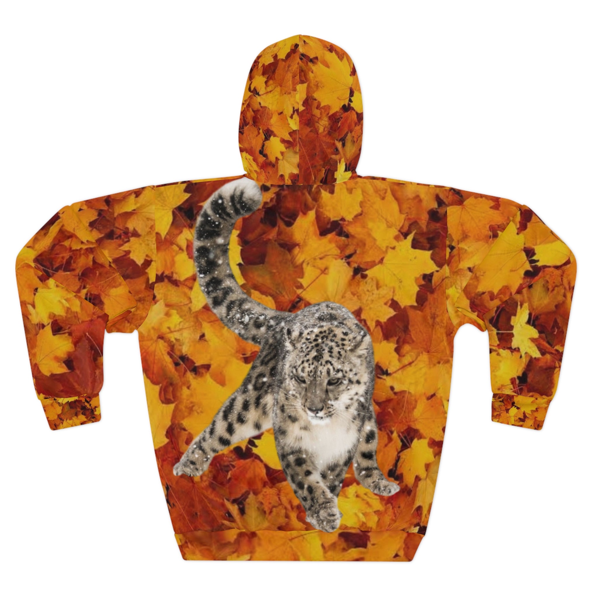 HOODIE NATURE  Autumn Leaves Snow Leopard Hoodie — WWF Logo Fall All-Over Print