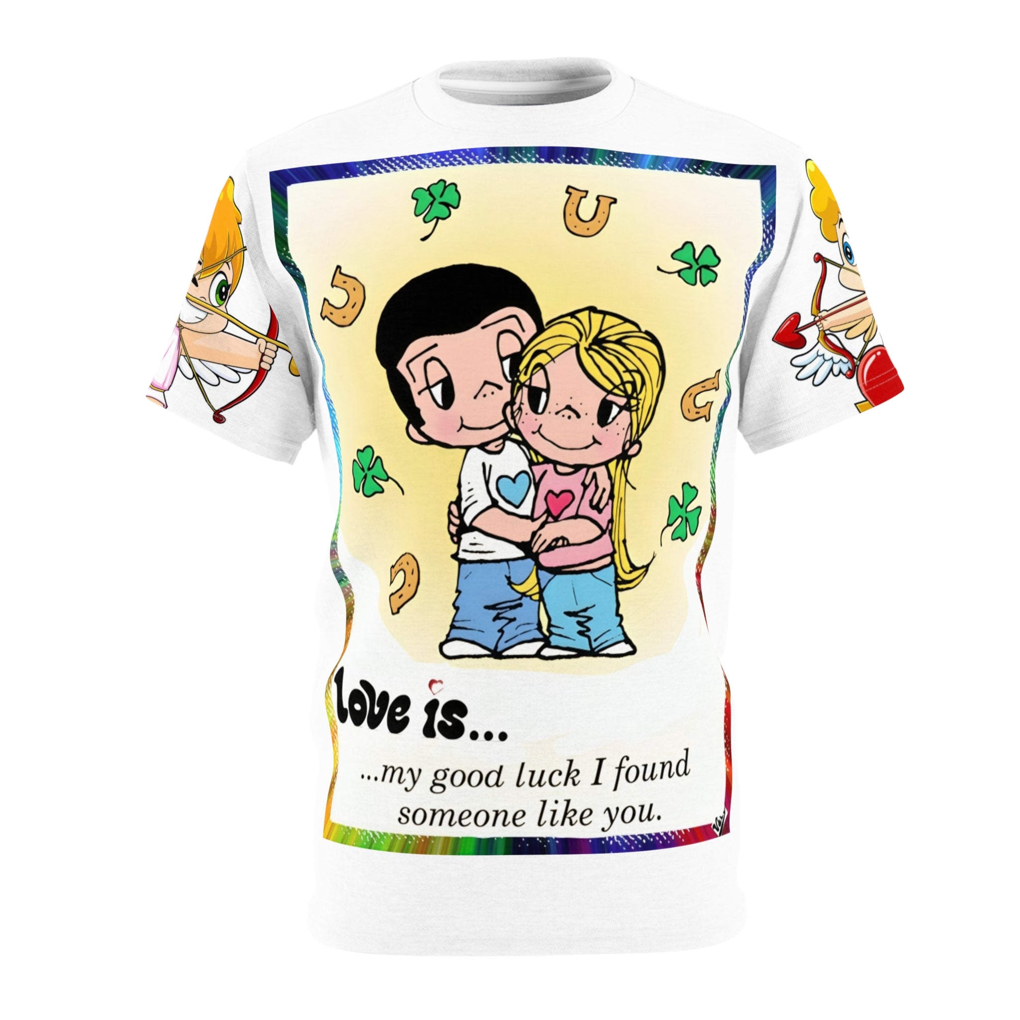 💎 Love Is... Couple Tee — "My Good Luck I Found Someone Like You" Retro Cartoon Shirt 💎
