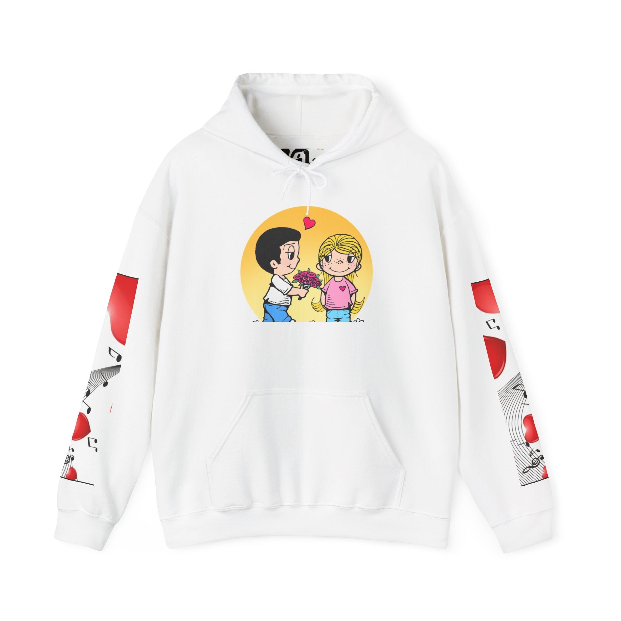 HOODIE LOVE IS... - Cute Couple Hoodie — Cartoon Couple Illustration with "One Small Step to You" Slogan