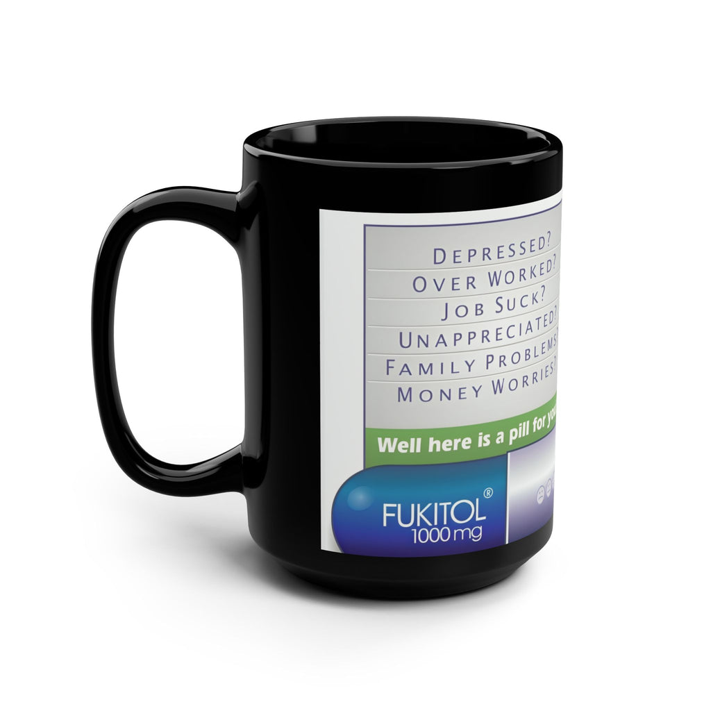 FUKITOL 15oz Black Mug — Funny Cool Cup Gift for Friends