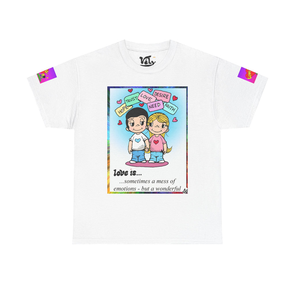 💎 LOVE IS... Cartoon Couple T-Shirt — Cute Romantic Graphic Tee 💎