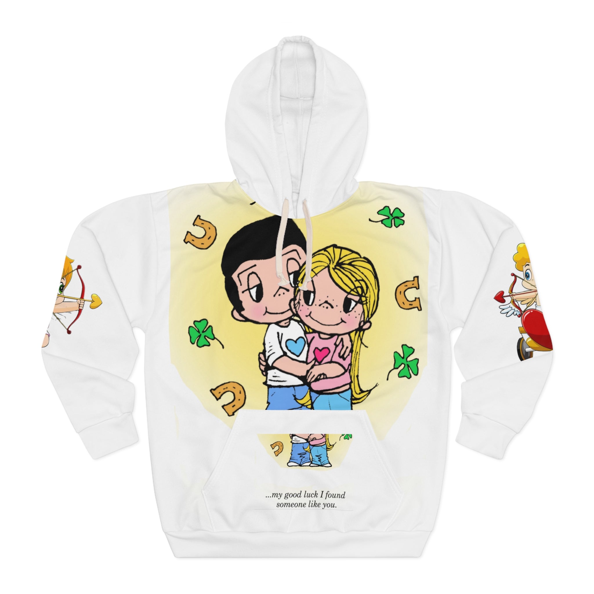 Hoodie collection - LOVE IS...- Lucky Couple Hoodie — “...my good luck I found someone like you.” Romantic Cartoon Pullover