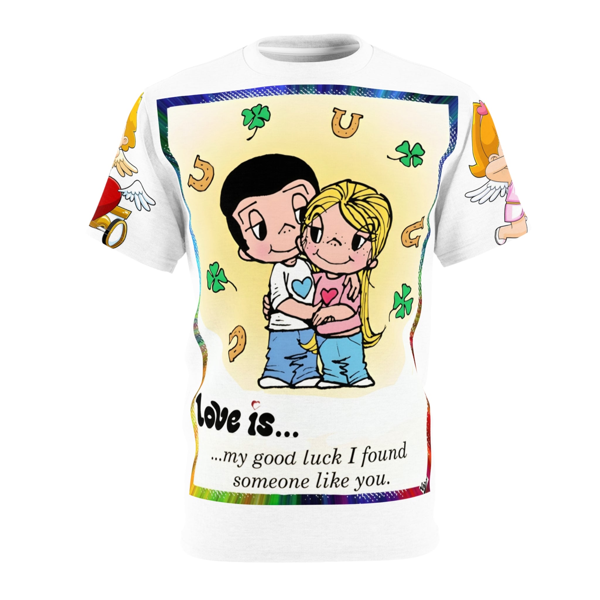 💎 LOVE IS... All-Over Print Cut & Sew T-Shirt — Romantic Couple Tee 💎